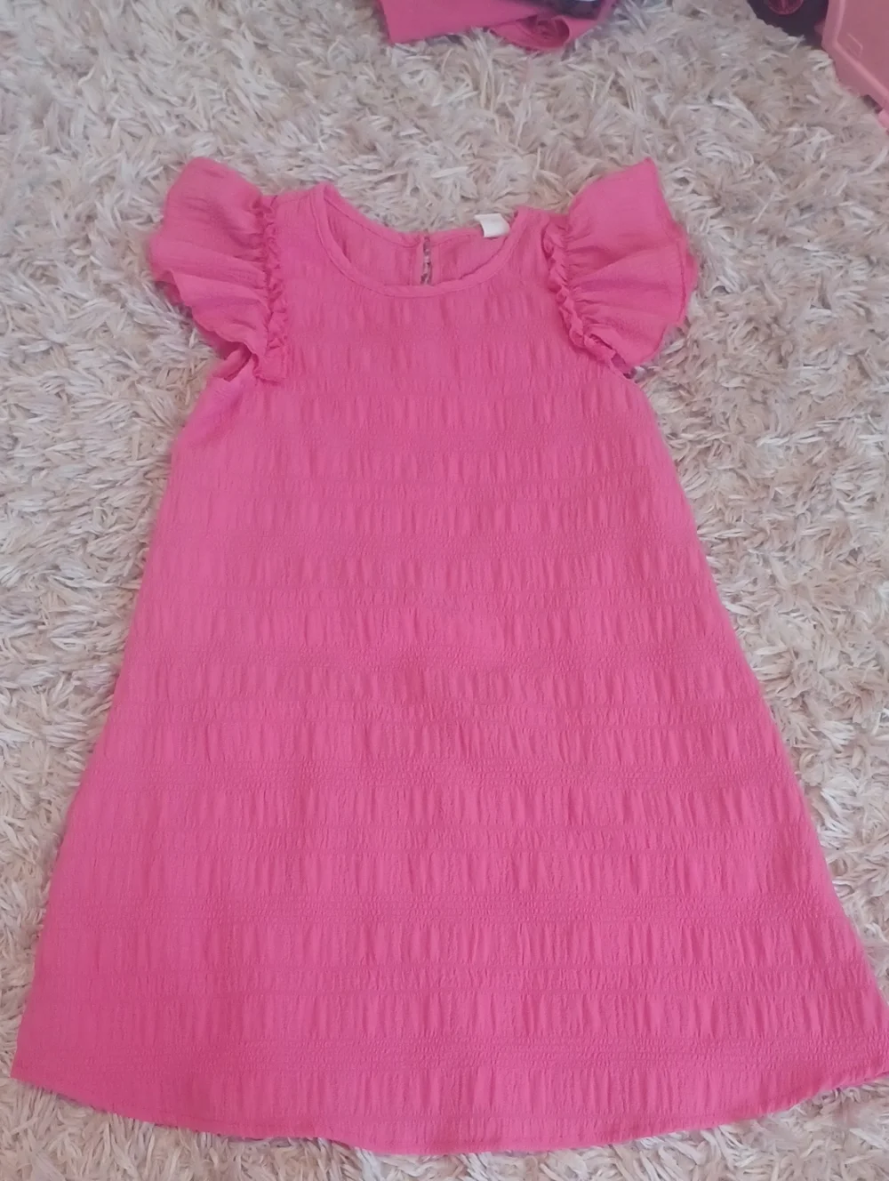 SHEIN Hot Pink Ruffle Sleeve A-Line Dress