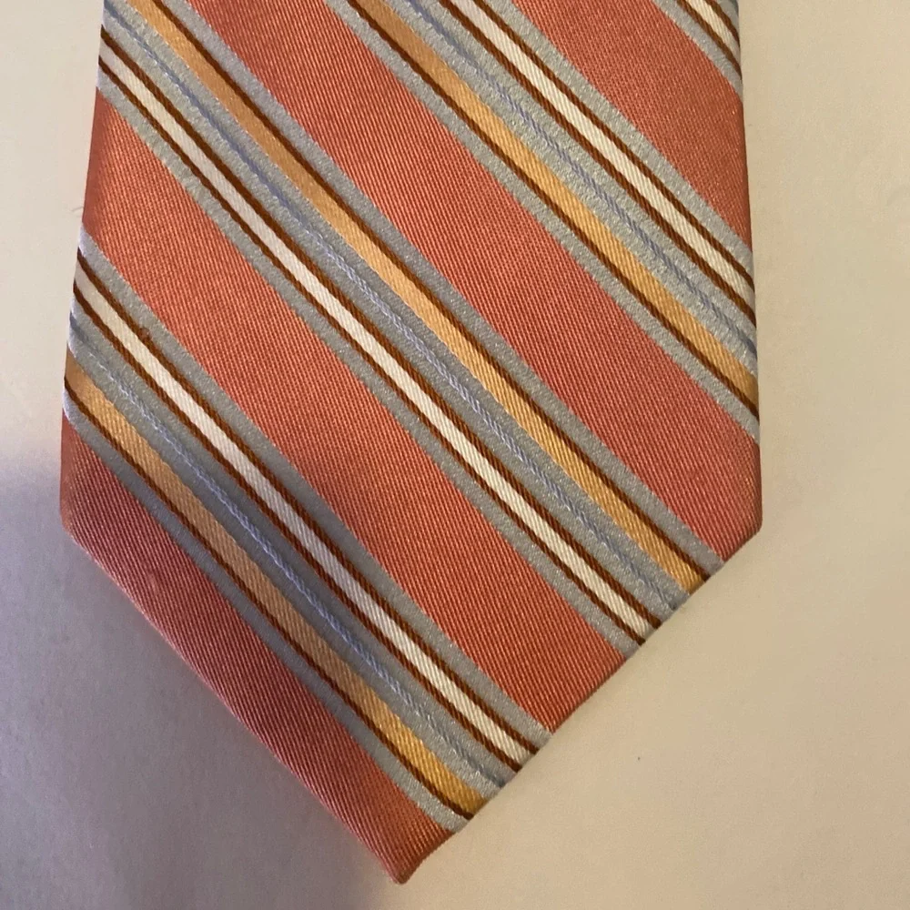 CALVIN KLEIN Pink Stripe Men’s 100% Silk Neck Tie $45 EUC