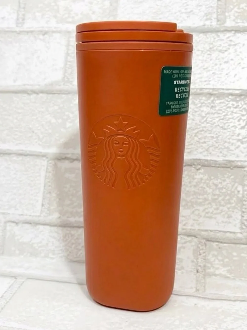 Starbucks 2024 Terracotta Recycled Plastic Triangle Tumbler NEW 16 OZ