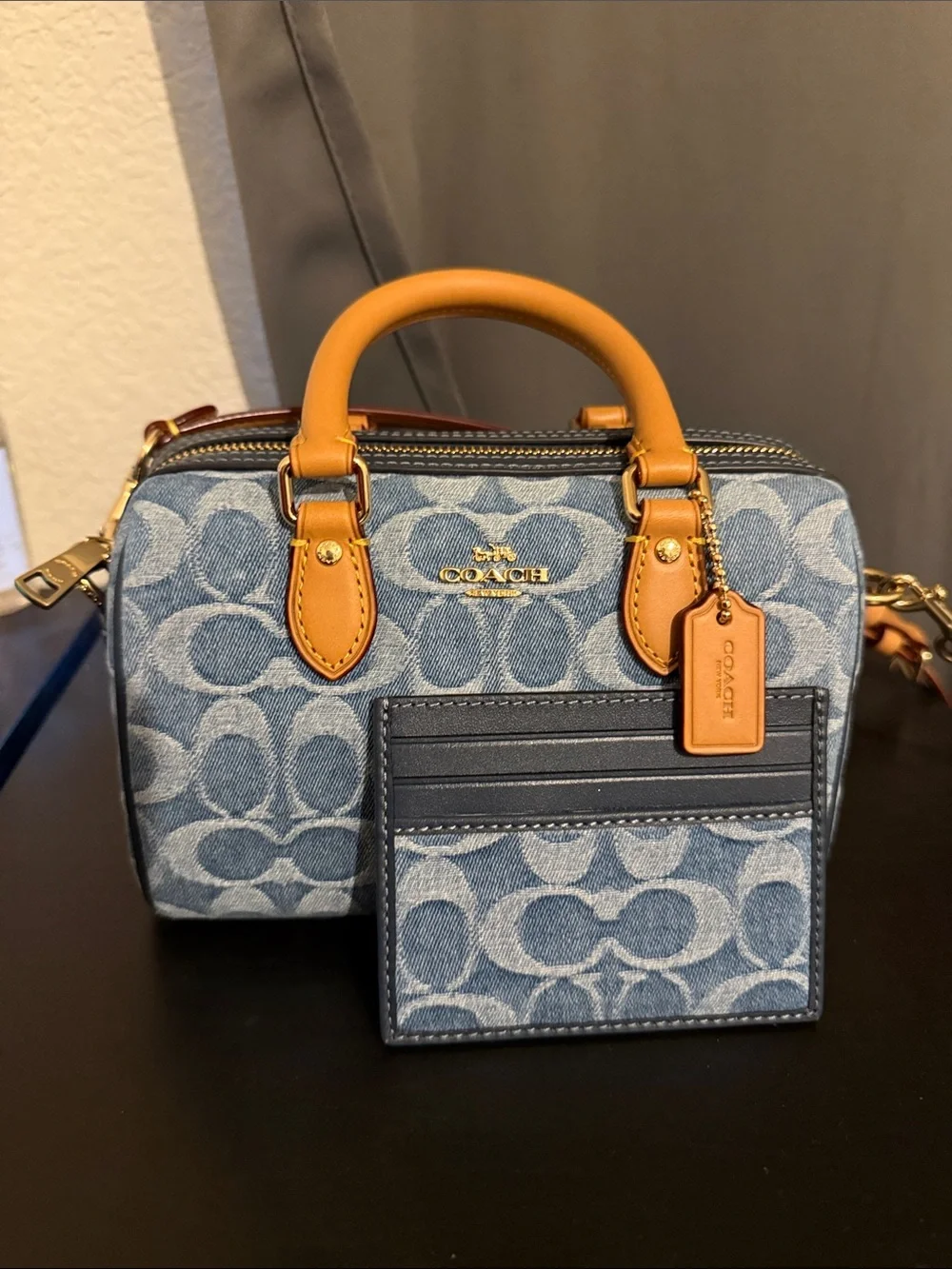 Coach Outlet Mini Rowan Crossbody Bag In Signature Denim & Coach Slim Card Case