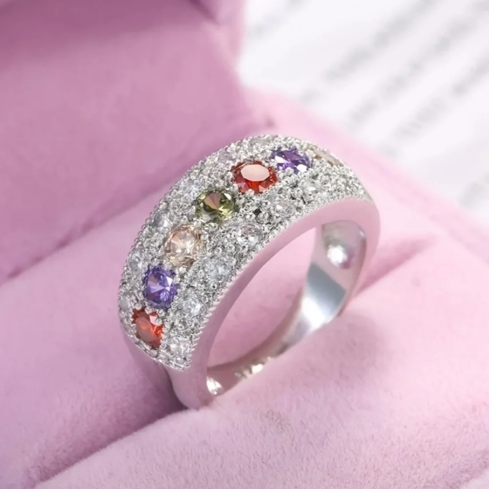 Rainbow multi colored woman's ring