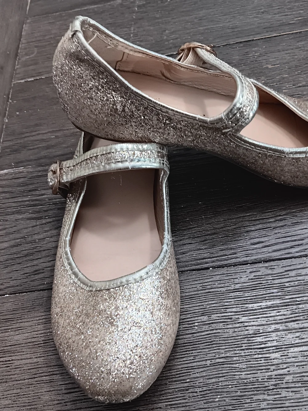 Girls Size 1, Gold Glitter Mary Jane Flats