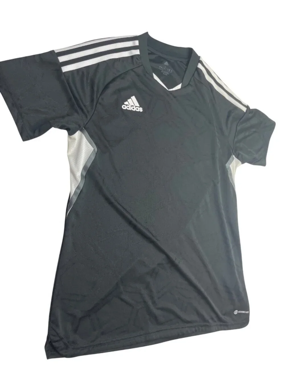 Adidas Aeroready Black White Striped Soccer Jersey Shirt Mens Large 13d
