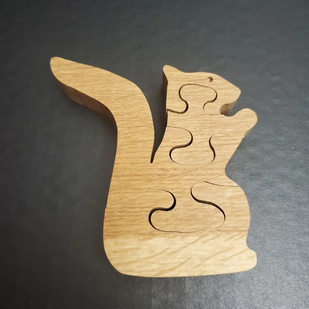 Vintage Wood Squirrel Puzzle Handcut 4 Piece Jigsaw Desk Mantle Decoration #2