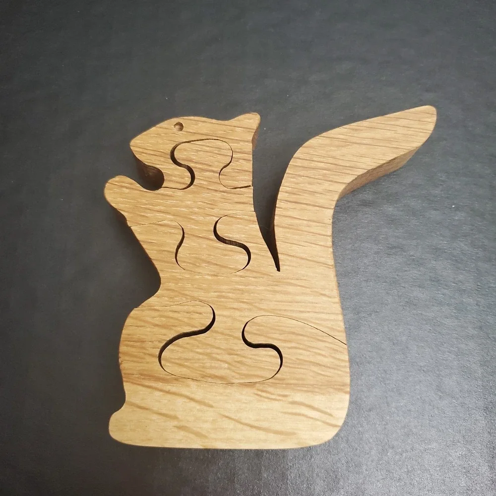 Vintage Wood Squirrel Puzzle Handcut 4 Piece Jigsaw Desk Mantle Decoration #2