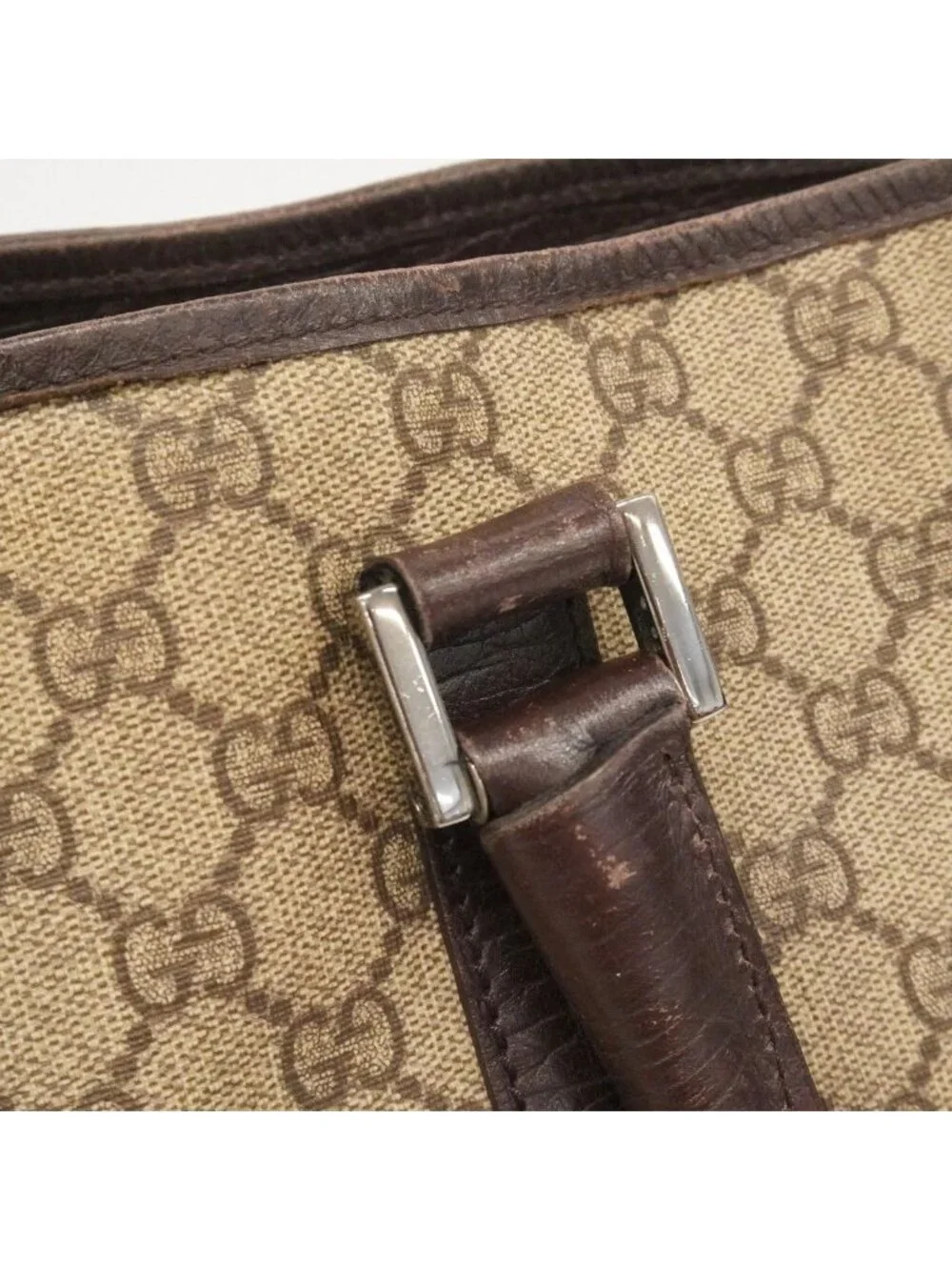 Gucci Tote GG Supreme Brown Silver