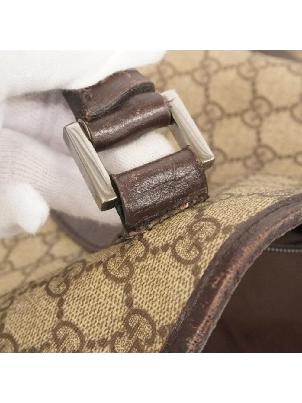 Gucci Tote GG Supreme Brown Silver
