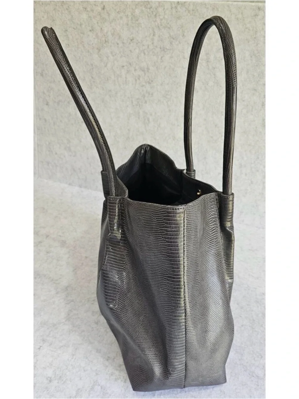 Lulu Dharma Large Gray Crocodile Tote Bag