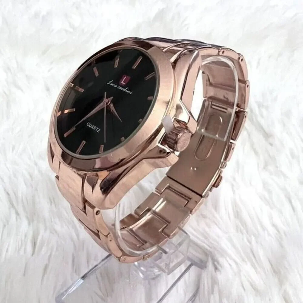 Luis Cardini Rose Gold Quartz Women's Watch Elegant Timepiece Black‎ Dial