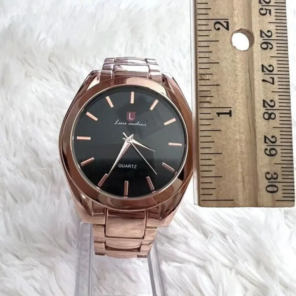 Luis Cardini Rose Gold Quartz Women's Watch Elegant Timepiece Black‎ Dial