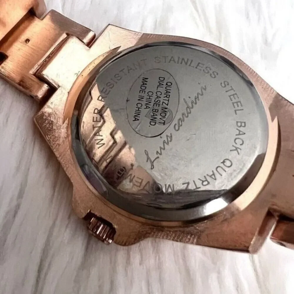 Luis Cardini Rose Gold Quartz Women's Watch Elegant Timepiece Black‎ Dial
