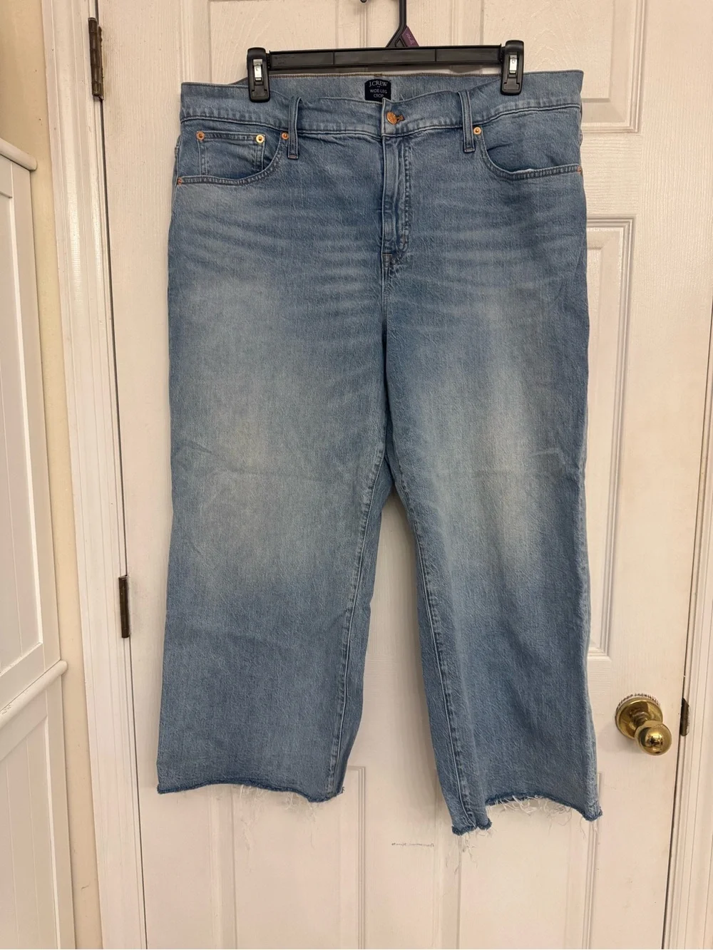 J.Crew Wide Leg Crop Jeans | Size 35 | Raw Hem Light Wash