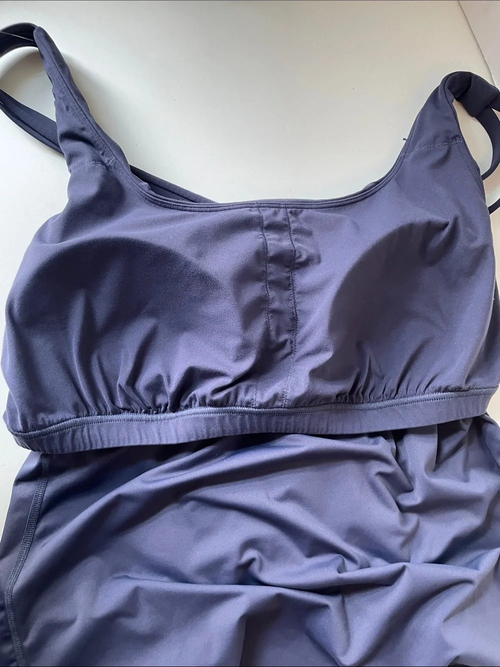 HALARA  Women's Size 1X Navy Crisscross Back Bandeau Tank Built In Bra Top