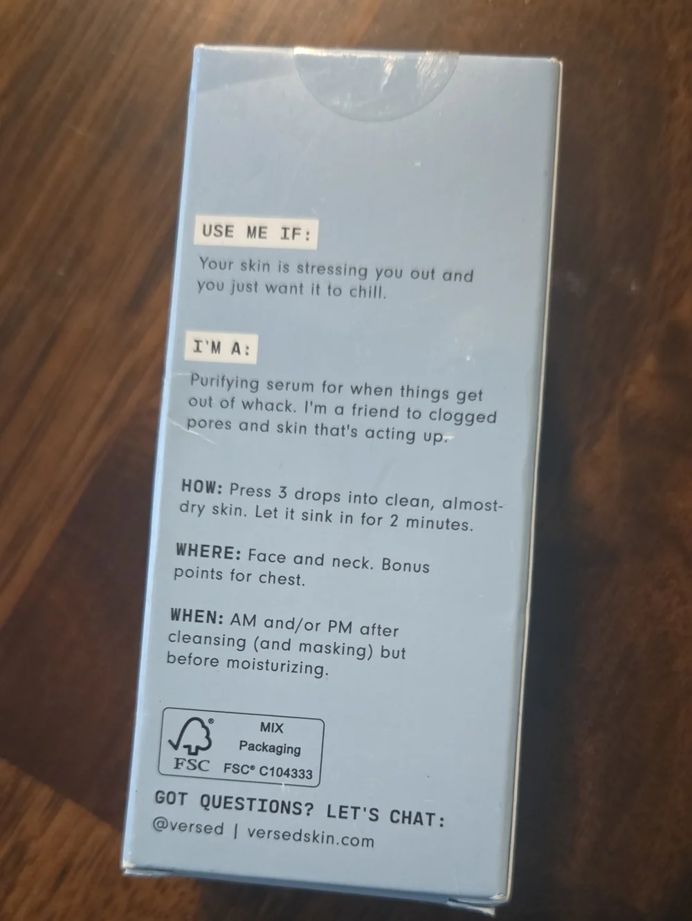 Versed box zinc designed