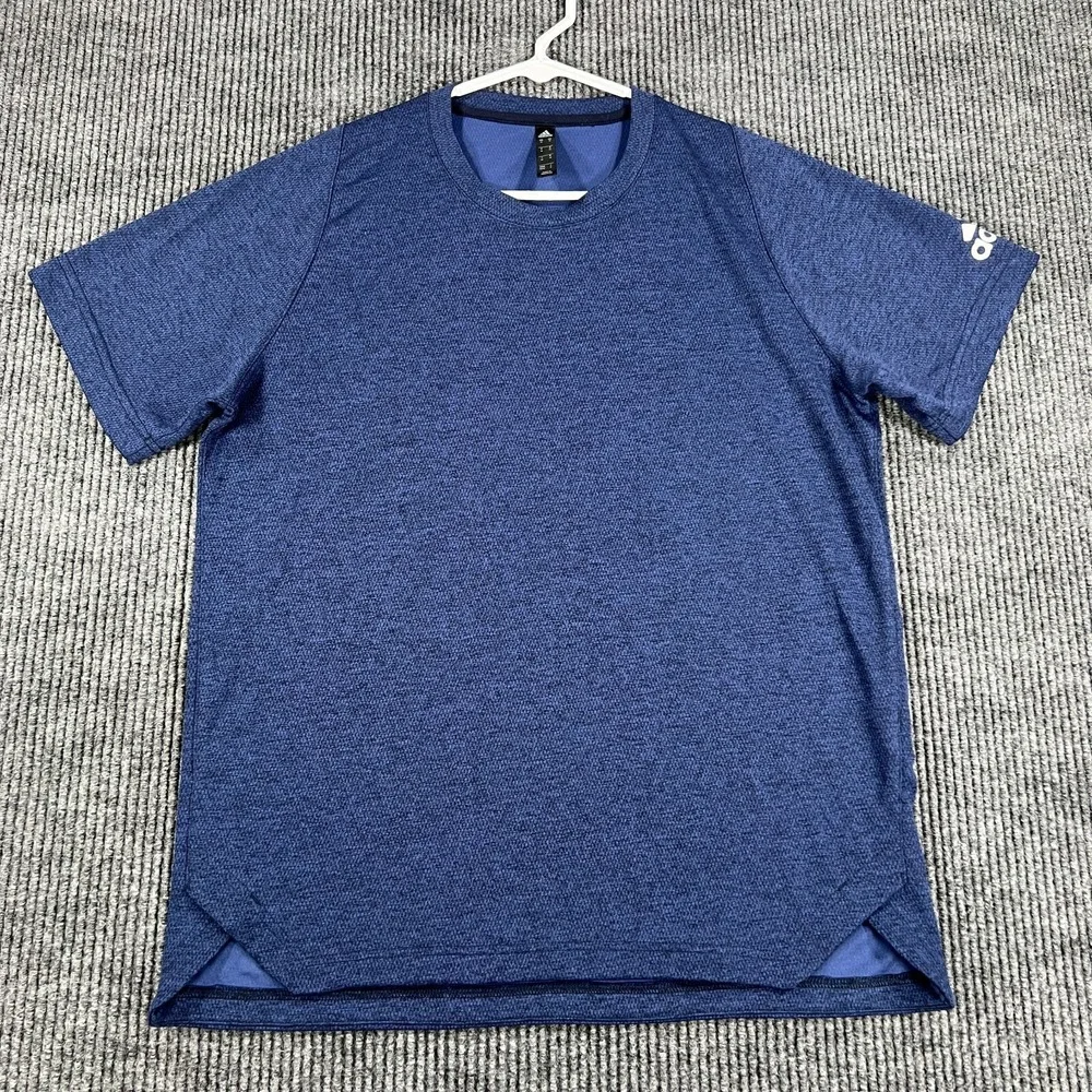 Adidas Shirt Mens Medium Blue Short Sleeve Active Training Workout Casual Gym