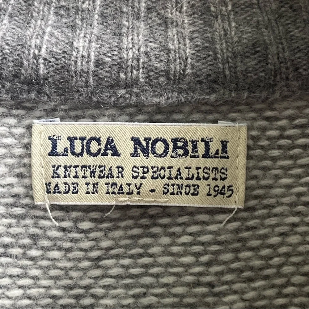 Luca Nobili Italy Men XL Pullover Button Sweater Gray Wool Blend 46