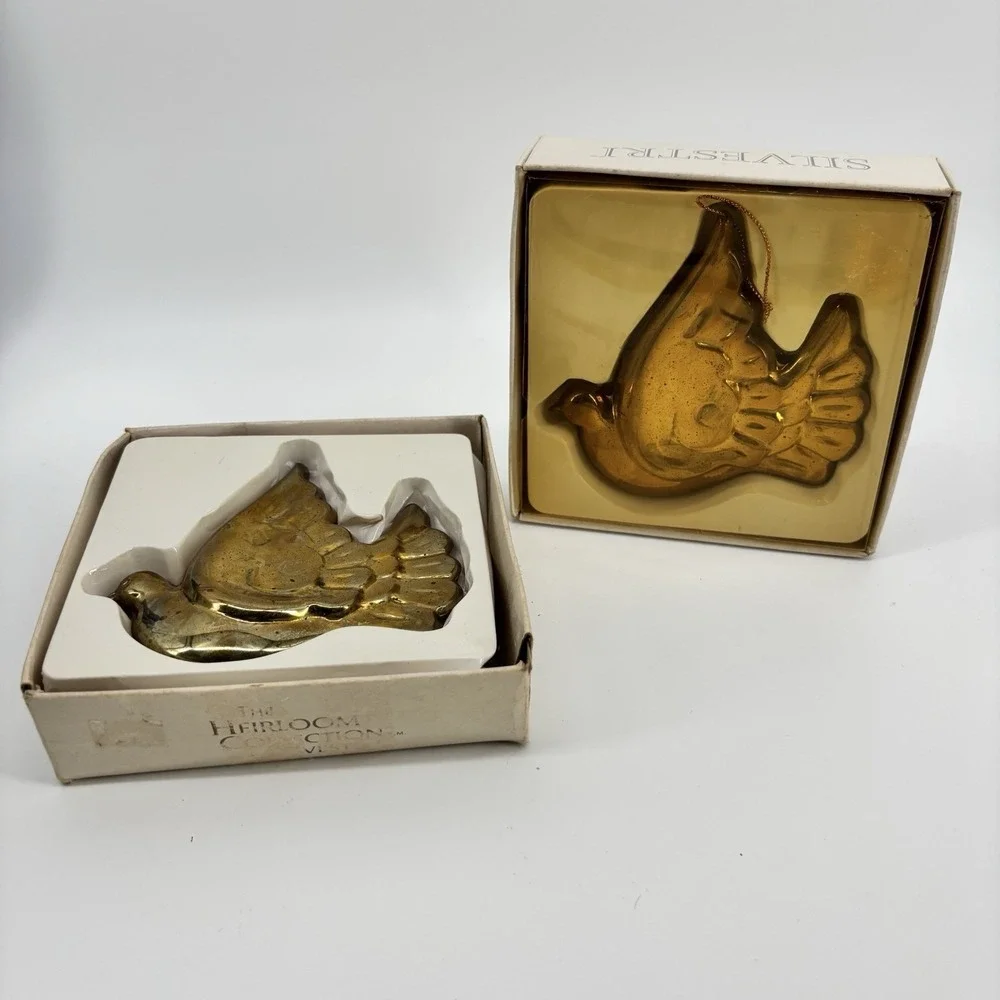 2‎ Vintage Silverplated Dove Bird Christmas Tree Ornament 3.5