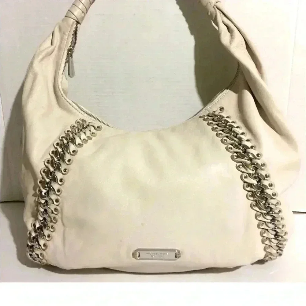 Michael Kors cream leather hobo handbag