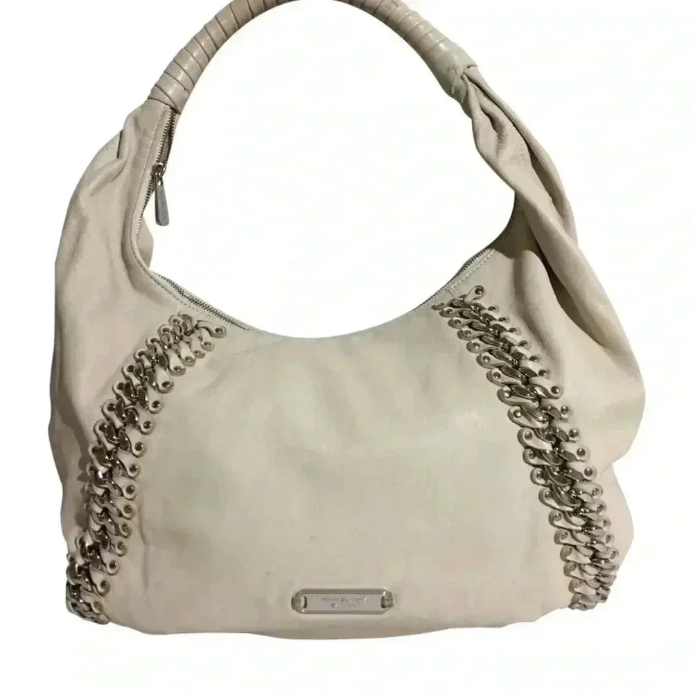 Michael Kors cream leather hobo handbag