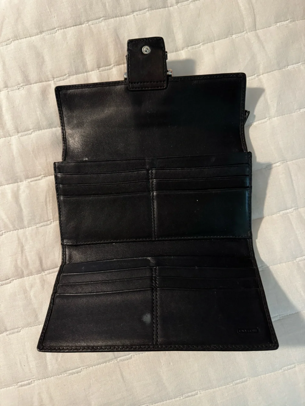 Coach Black Leather Wallet with Silver Buckle