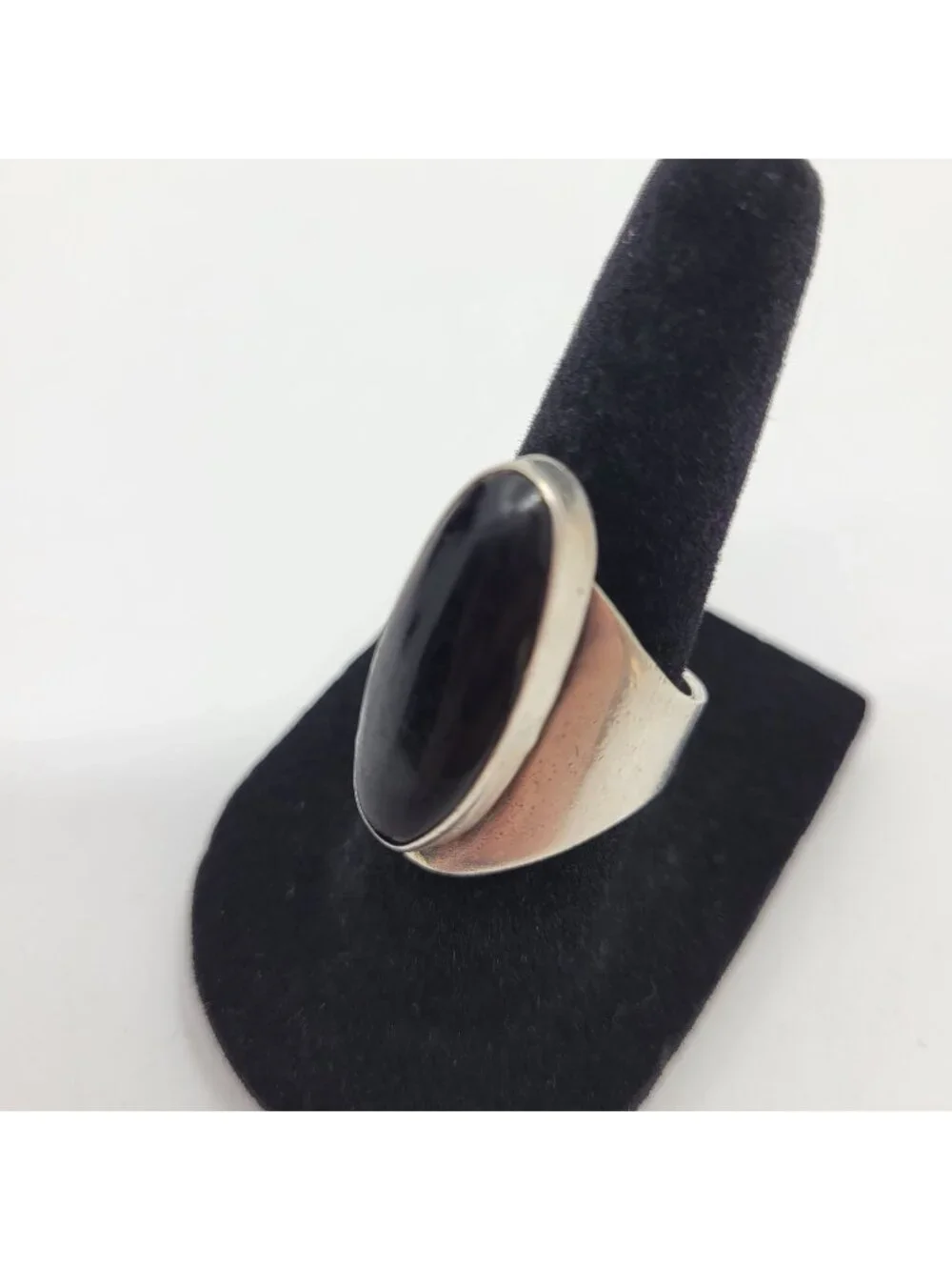 Vintage Sterling Silver Ring black Onyx Stone Marked Taxco Mexico 925 Size 7 JW0
