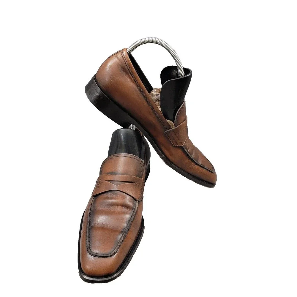 Salvatore Ferragamo Studio Penny Loafers Brown Leather Slip-On SZ 10 D
