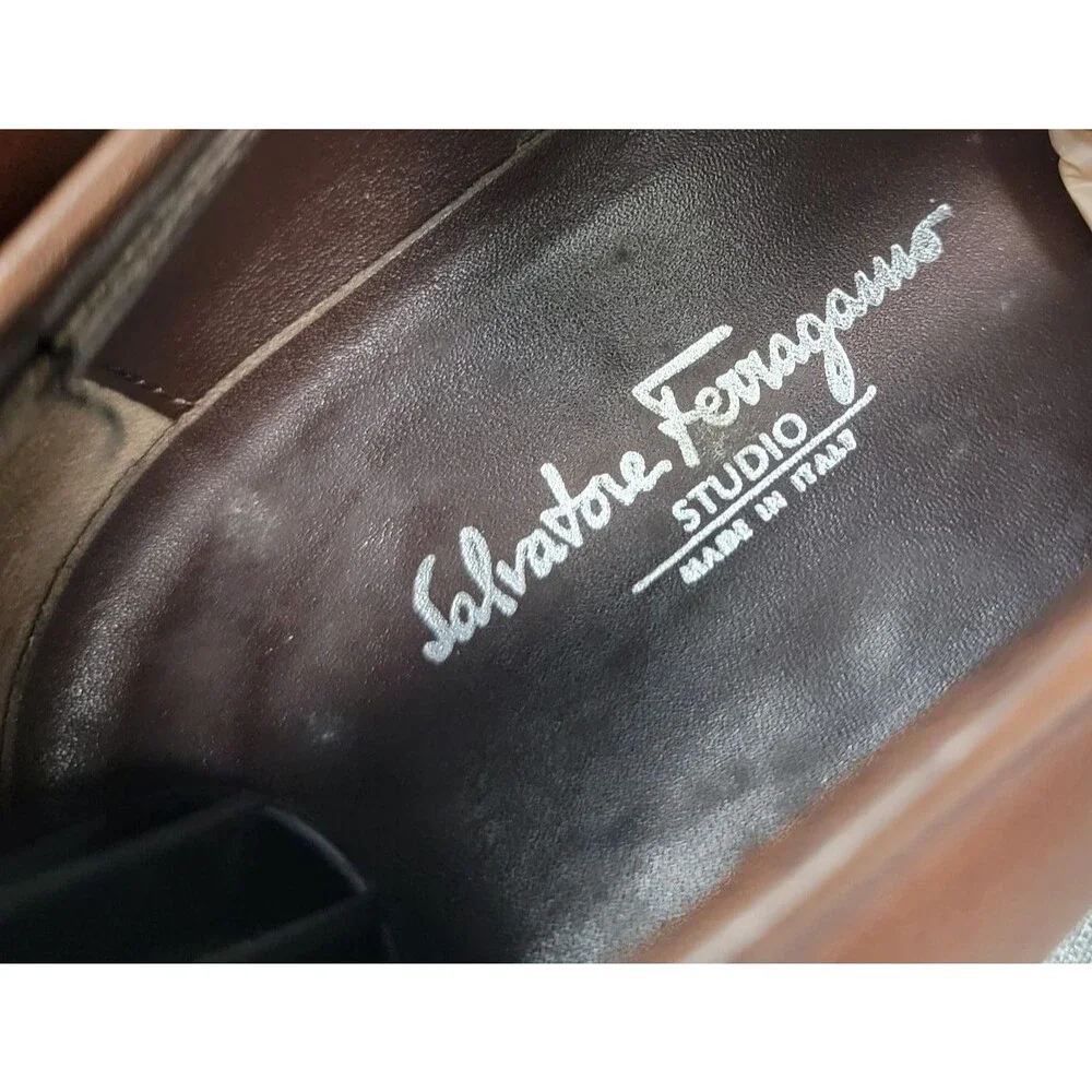 Salvatore Ferragamo Studio Penny Loafers Brown Leather Slip-On SZ 10 D