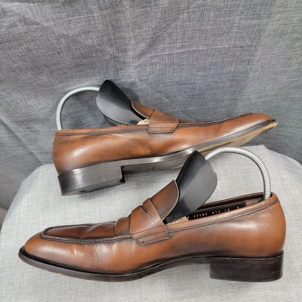 Salvatore Ferragamo Studio Penny Loafers Brown Leather Slip-On SZ 10 D