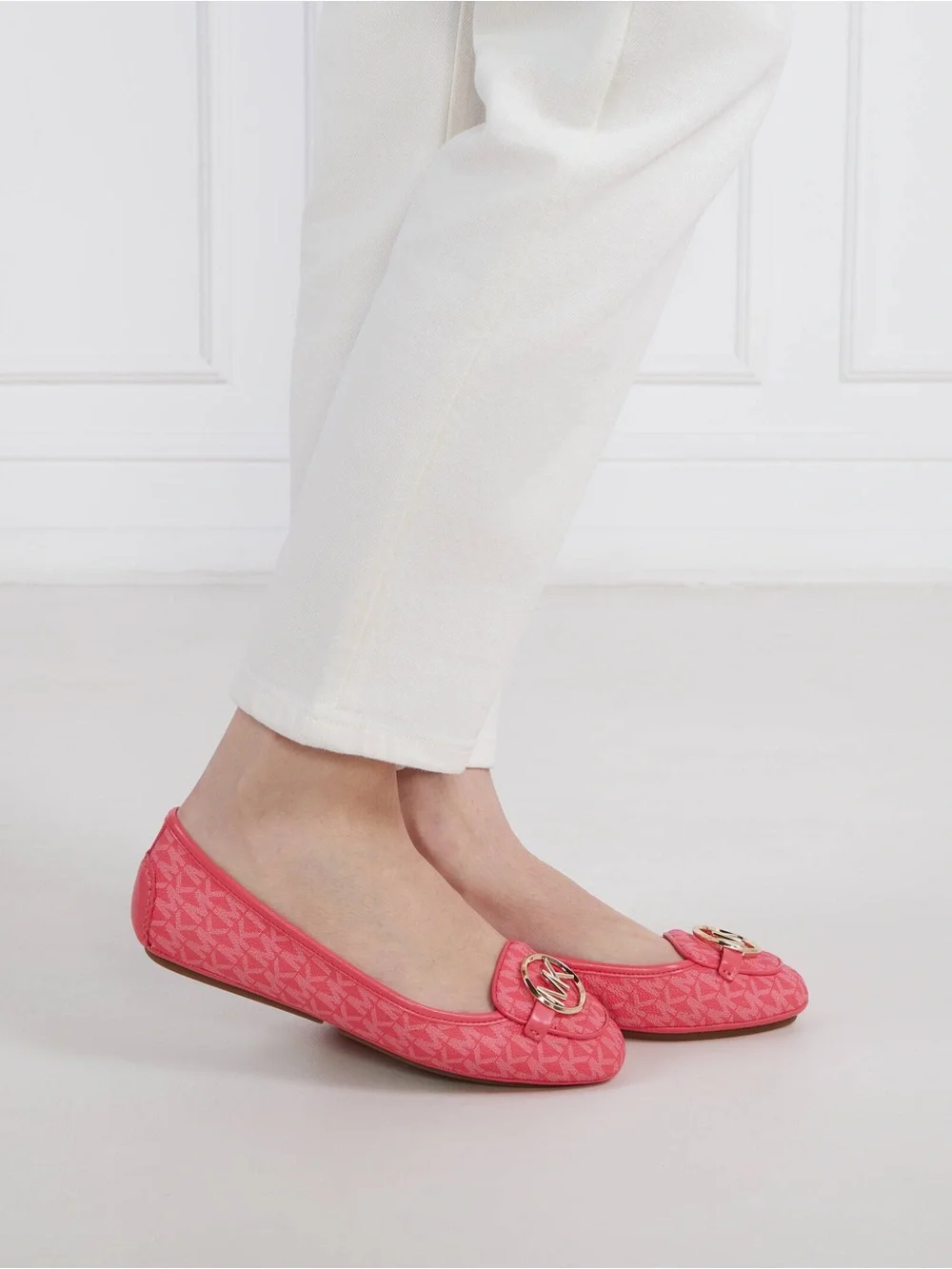 Michael Kors Logo-Embellished Women's Ballet Red Flats
