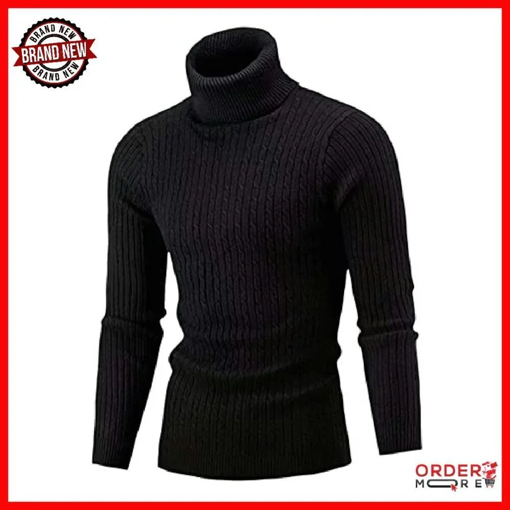 Men's Slim Fit Turtleneck Pullover Sweater 95% Polyester 5% Cotton