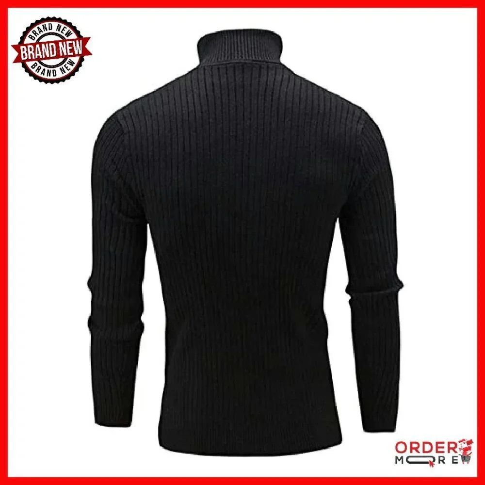 Men's Slim Fit Turtleneck Pullover Sweater 95% Polyester 5% Cotton