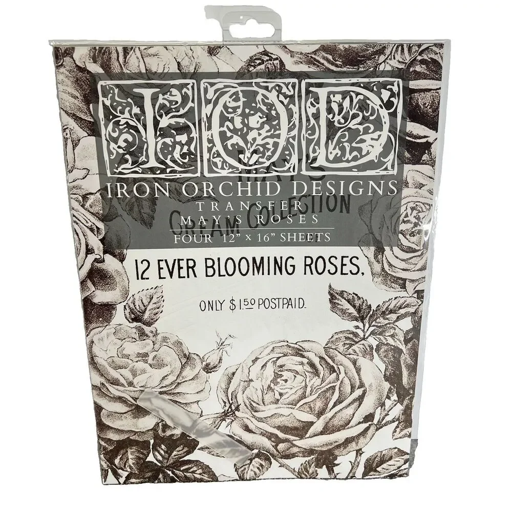 IOD MAYA'S ROSES TRANSFER PACK IRON ORCHID DESIGNS NEW FLORAL
