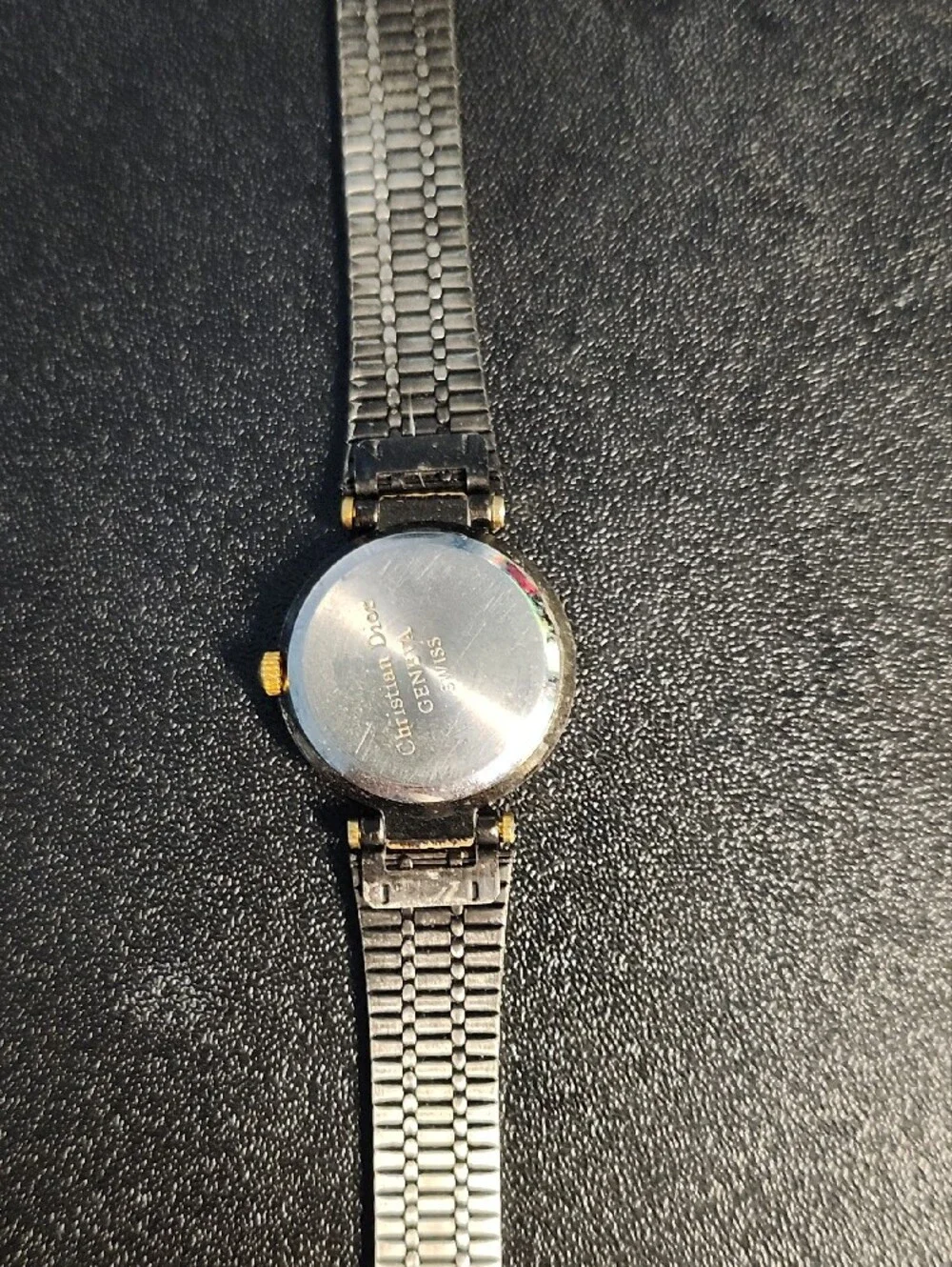 Vintage Dior Black and Gold Slim Bracelet Watch