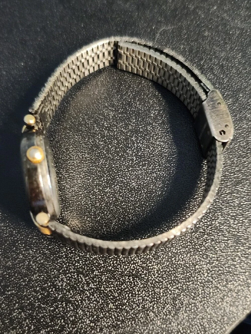 Vintage Dior Black and Gold Slim Bracelet Watch