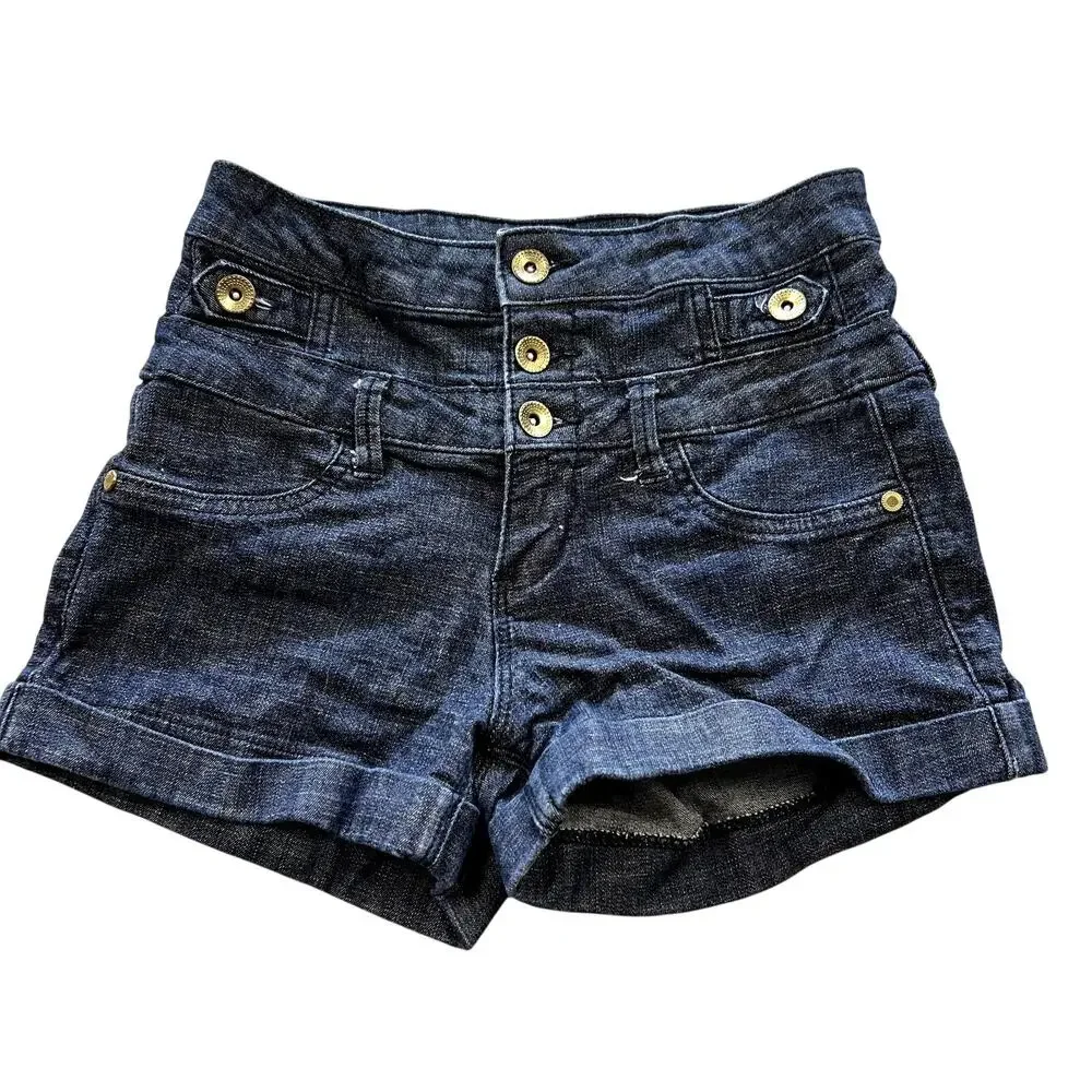 Refuge Dark Denim Button Front Jean Shorts Size 4