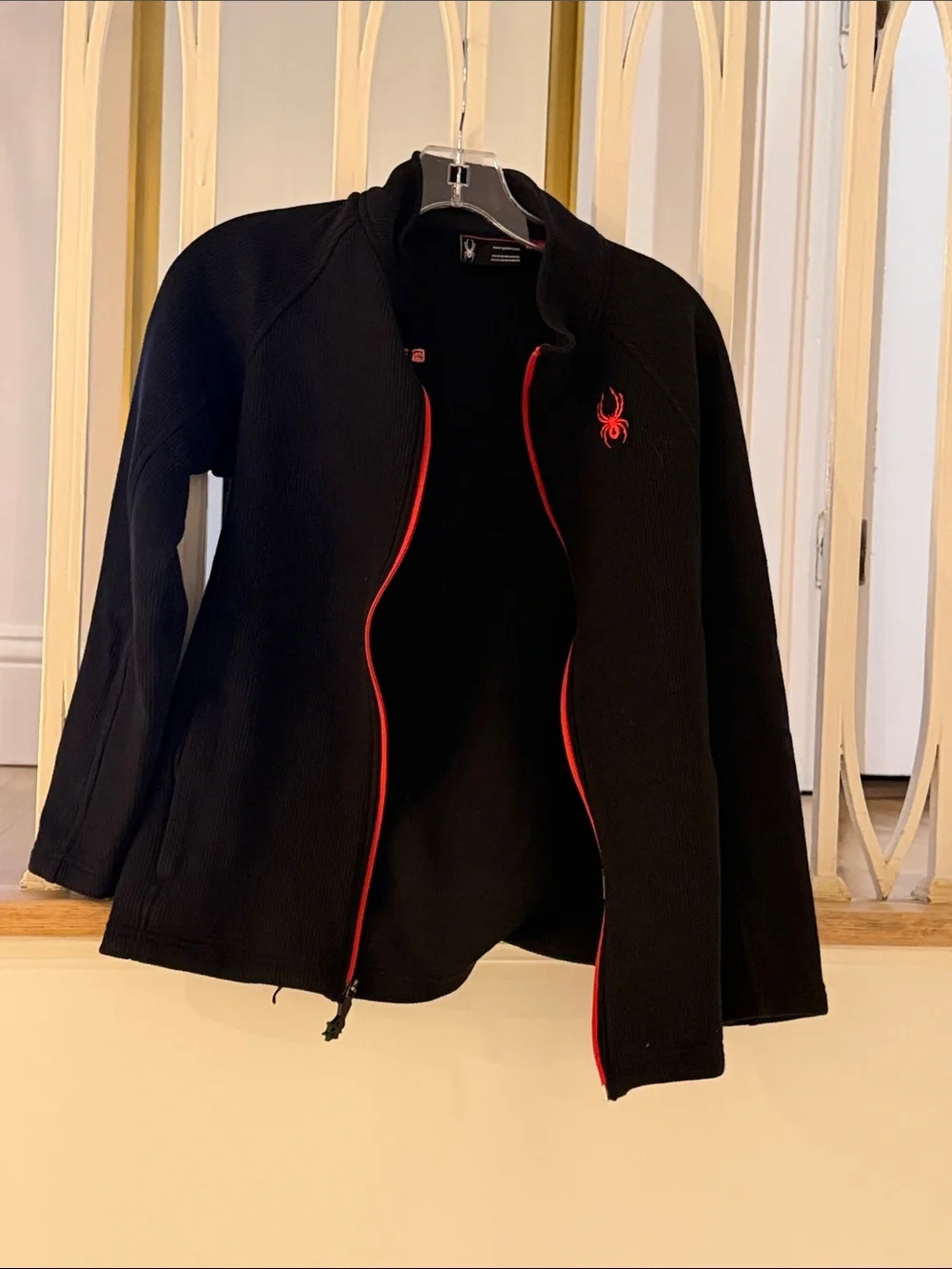 Spyder Black Bomber Jacket with Red Accents