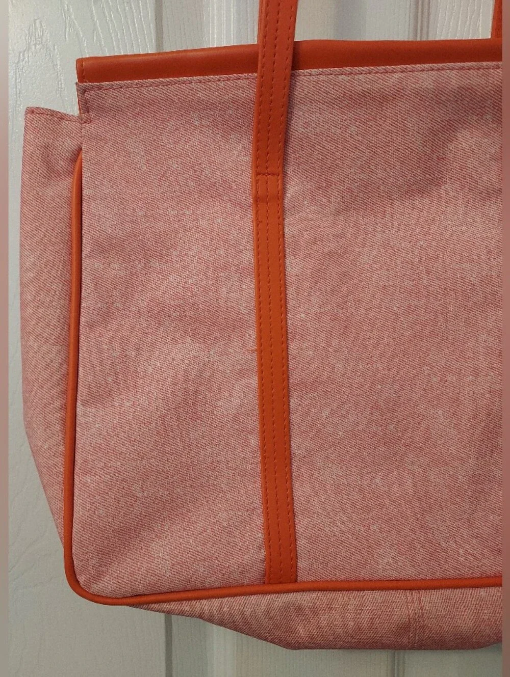 Clinique Pink Canvas Tote with Orange Trim and Straps
