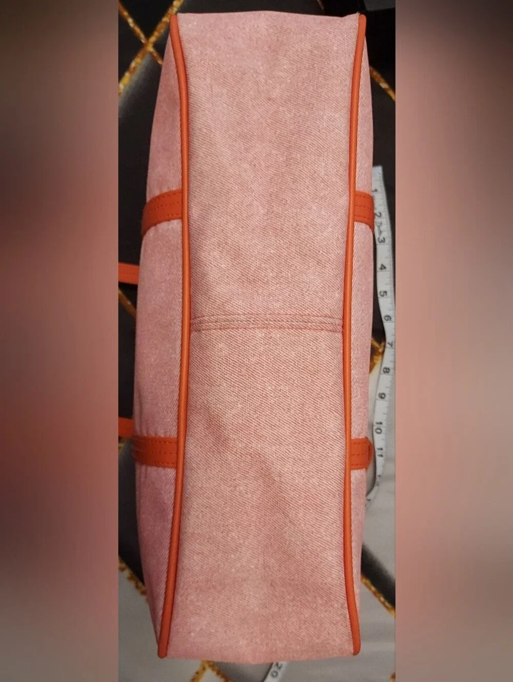 Clinique Pink Canvas Tote with Orange Trim and Straps