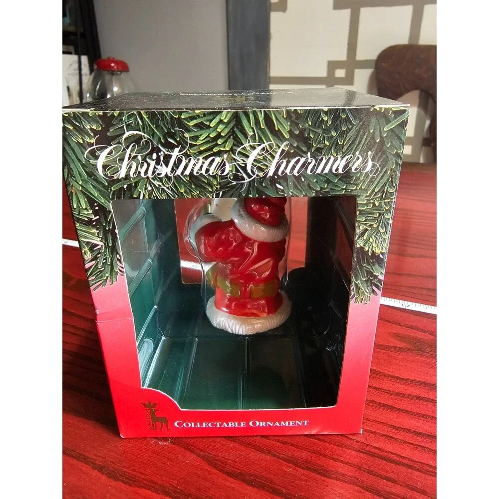 Santa’s Best Christmas Charmers Ornament 1991 Santa Holding Child In Box