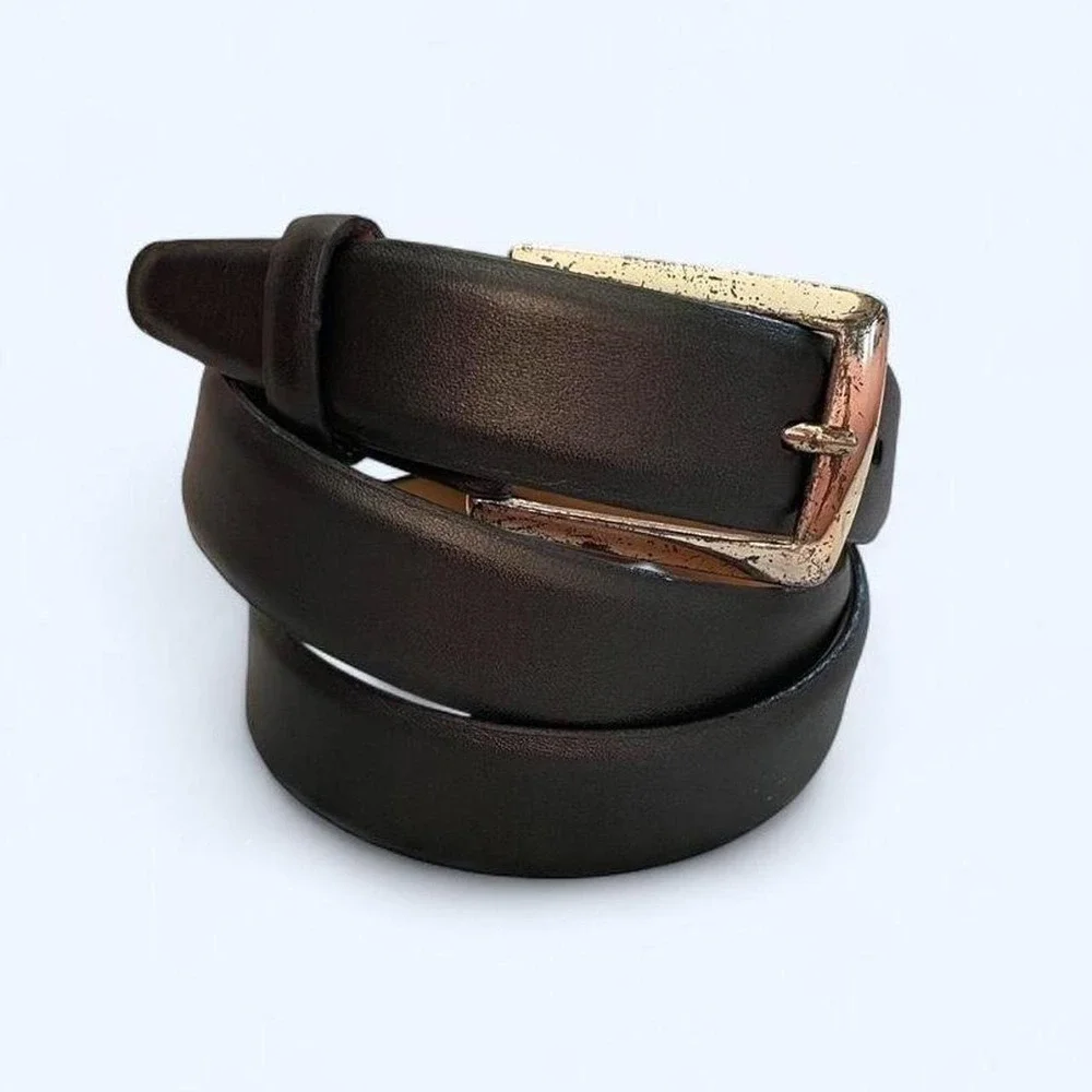 Vintage dark gray leather belt with silver buckle size L by Cipriani