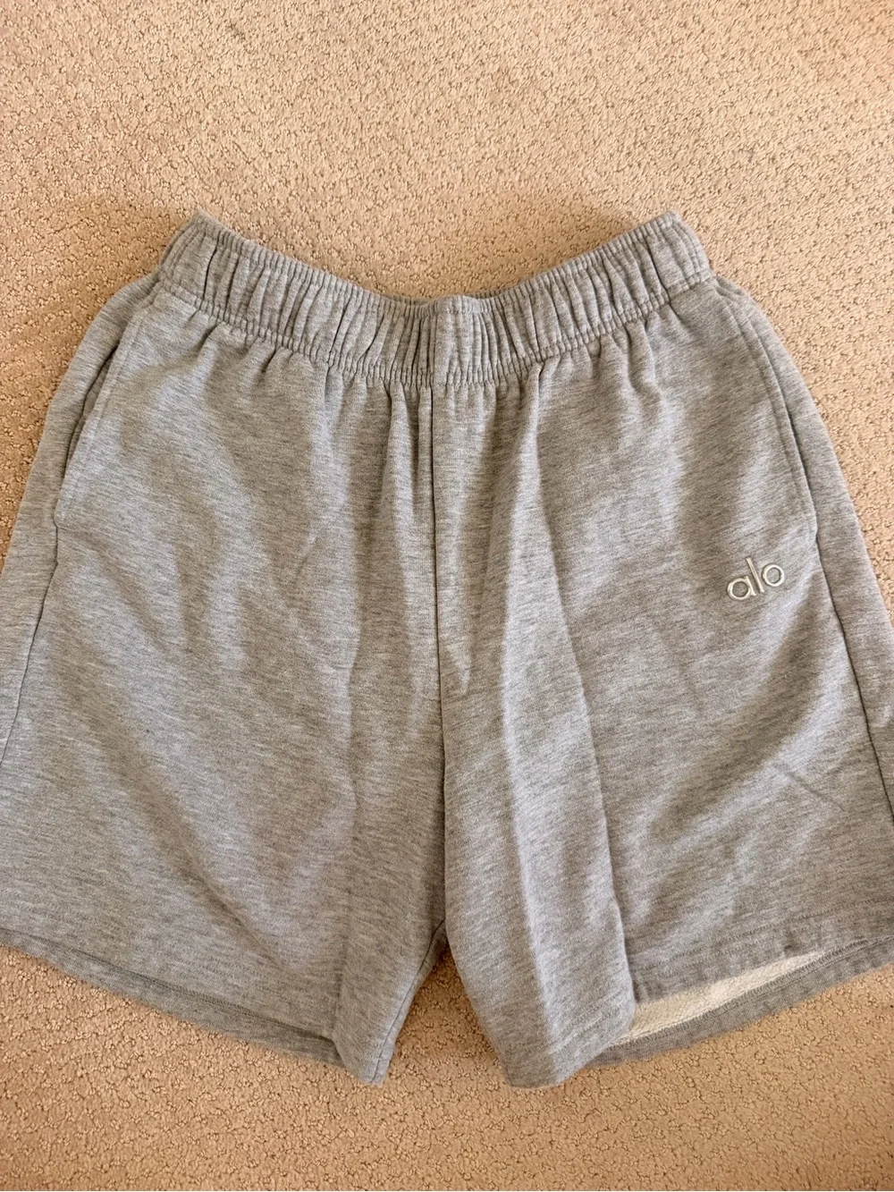 ALO Yoga Light Gray Terry Lounge Shorts
