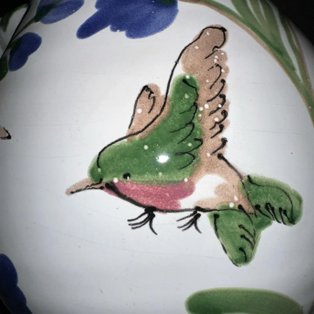 Mesa International Hungarian Pottery Hummingbird‎ Design Pitcher Hungary Signed
