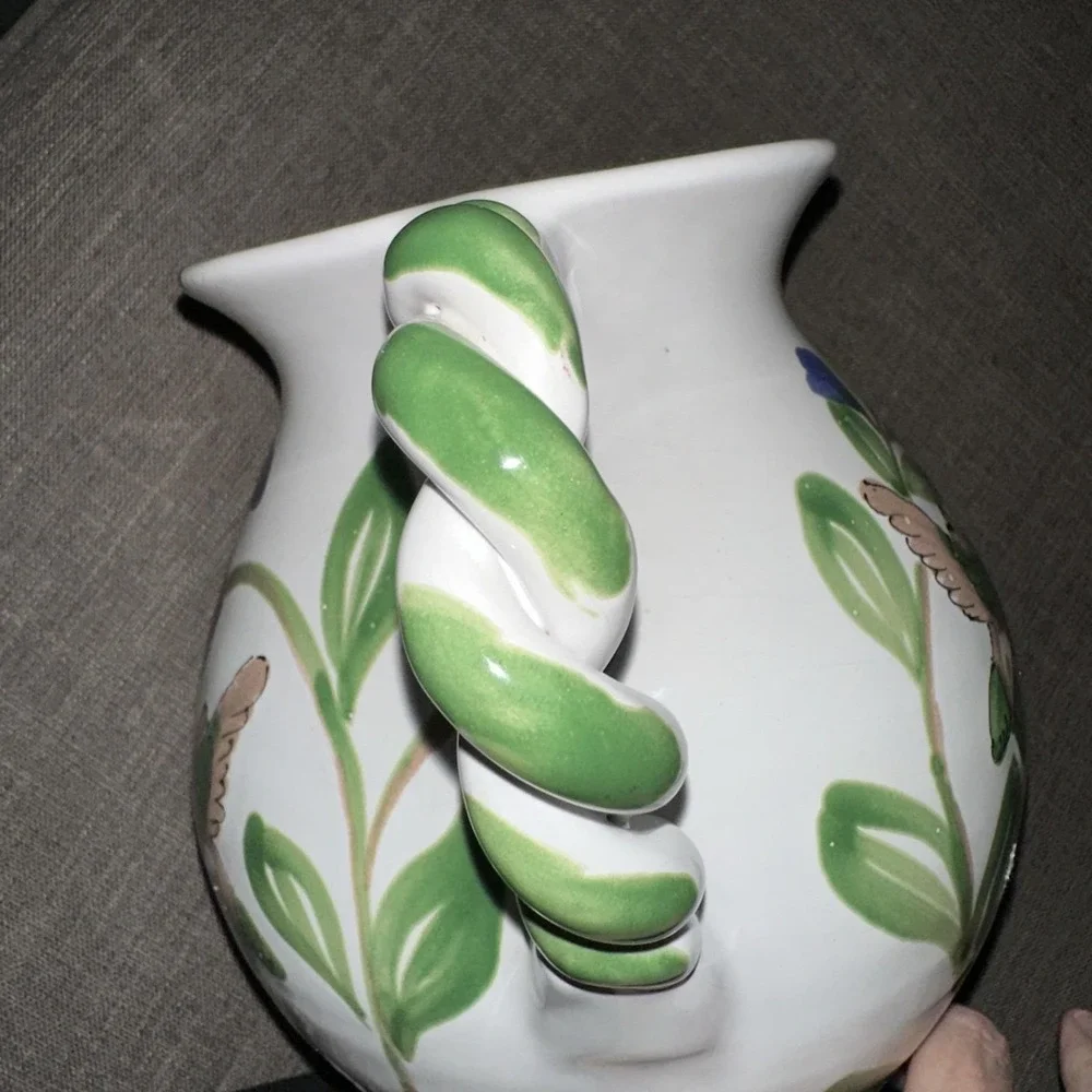 Mesa International Hungarian Pottery Hummingbird‎ Design Pitcher Hungary Signed