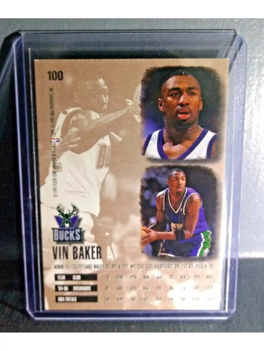 1995-96 Vin Baker Fleer Ultra #100 Basketball Card