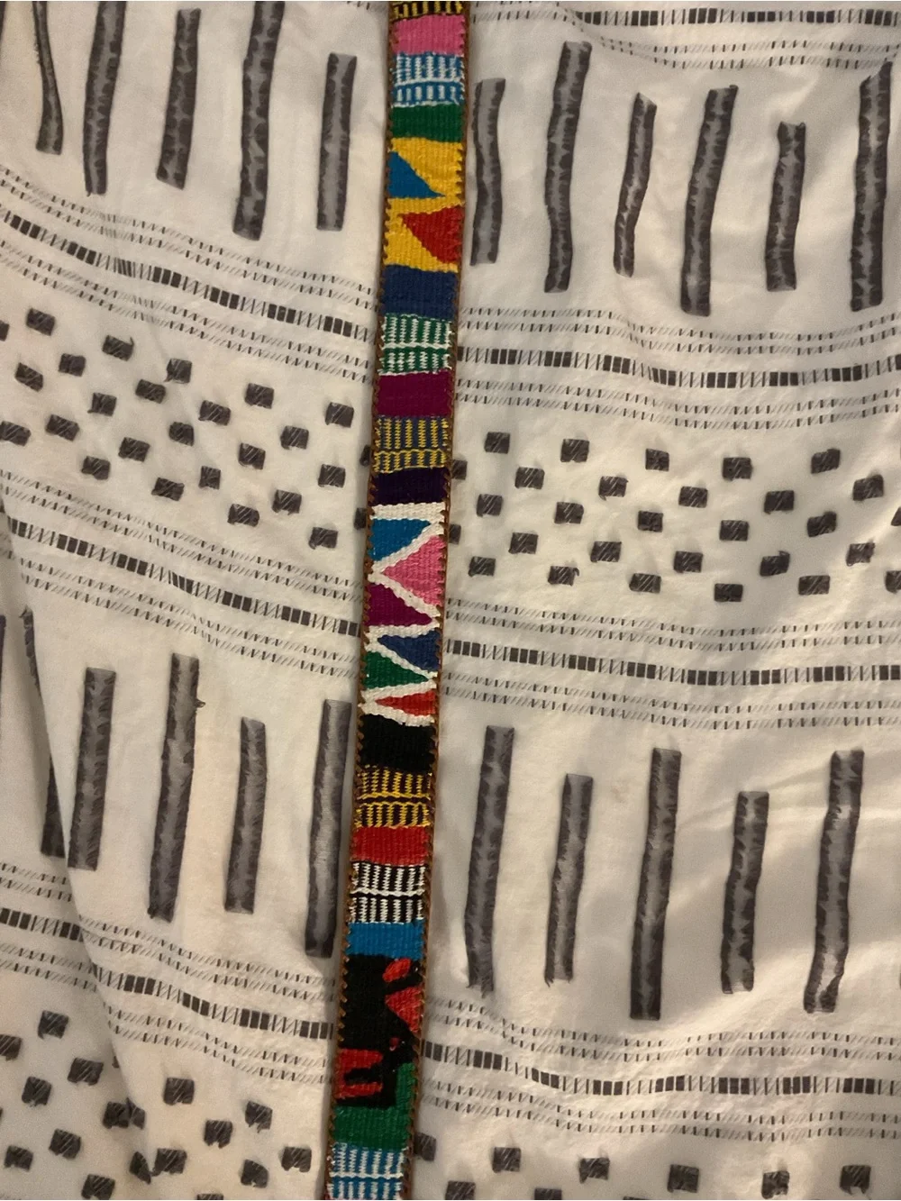 Colorful Woven Belt with Geometric Embroidery