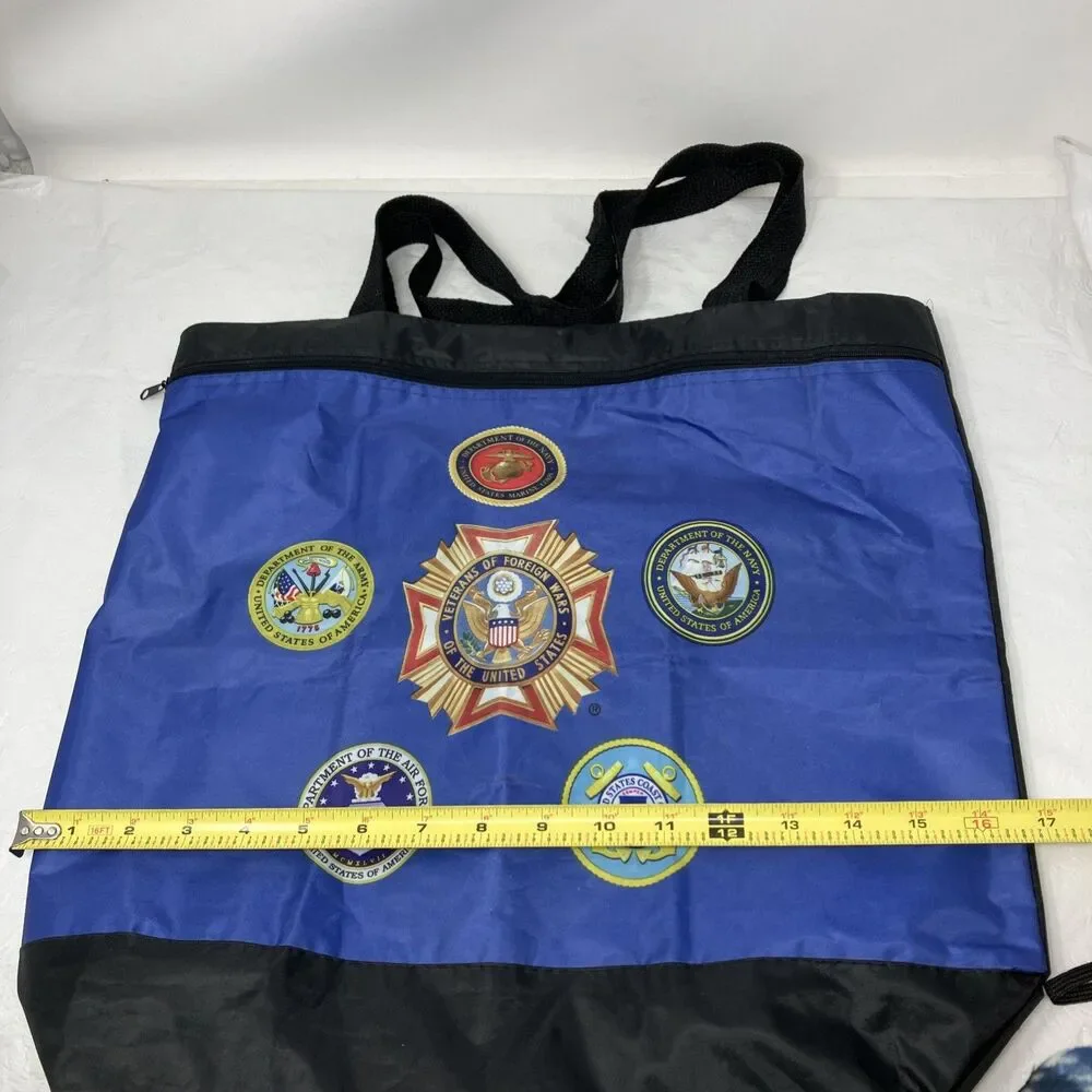 Veterans of Foreign Wars US Blue Tote Bag Zippered Side Pocket ~ 15x17 EUC