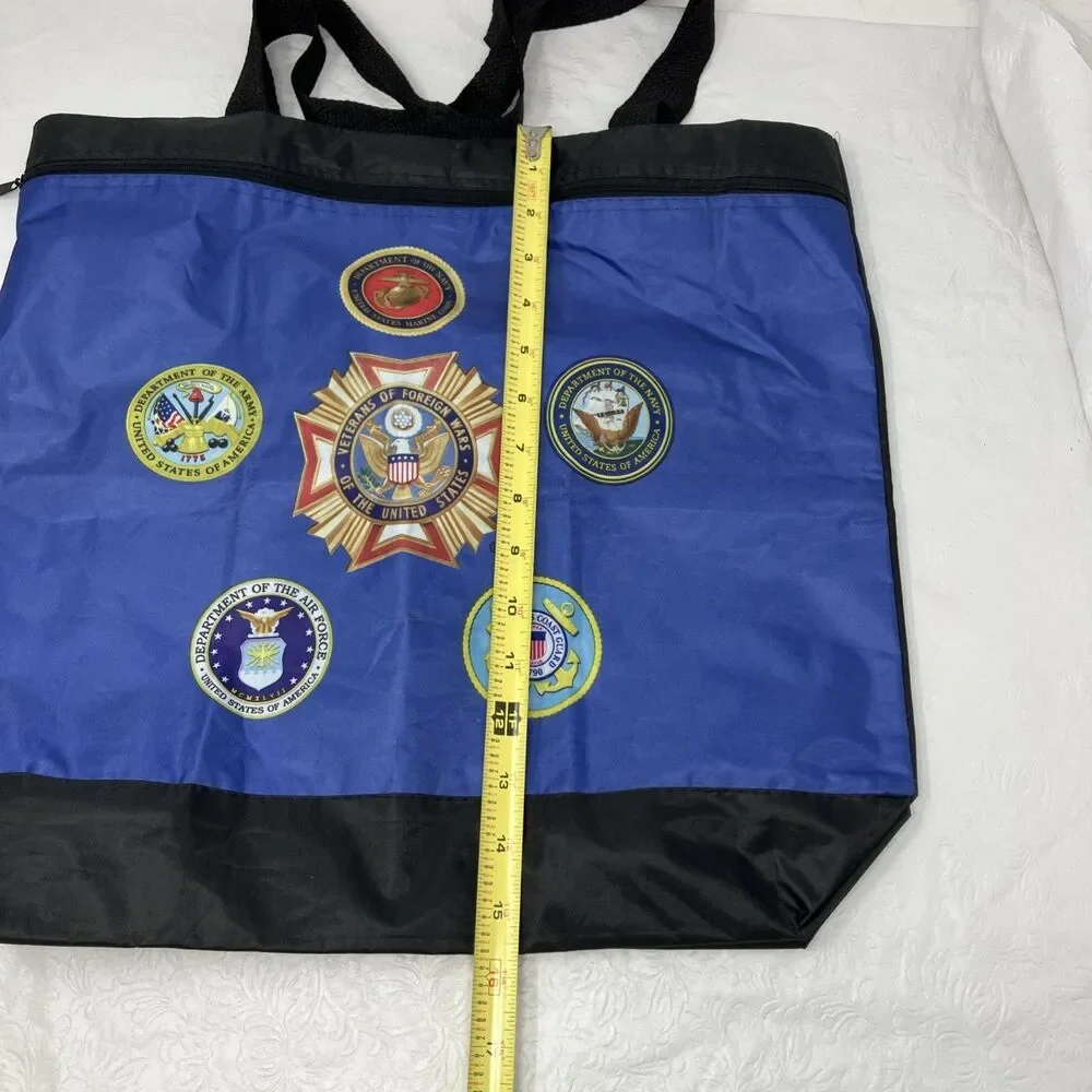 Veterans of Foreign Wars US Blue Tote Bag Zippered Side Pocket ~ 15x17 EUC