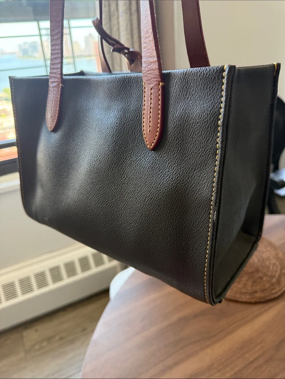 Dooney & Bourke Dark Brown with Leather-Trim Medium Tote Bag