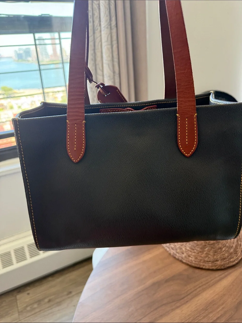Dooney & Bourke Dark Brown with Leather-Trim Medium Tote Bag