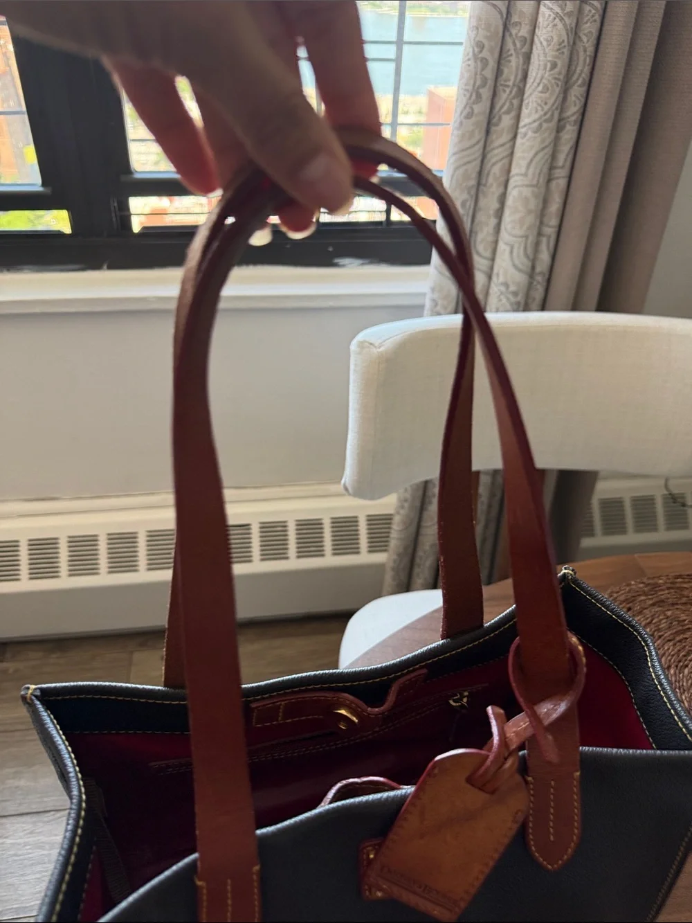Dooney & Bourke Dark Brown with Leather-Trim Medium Tote Bag